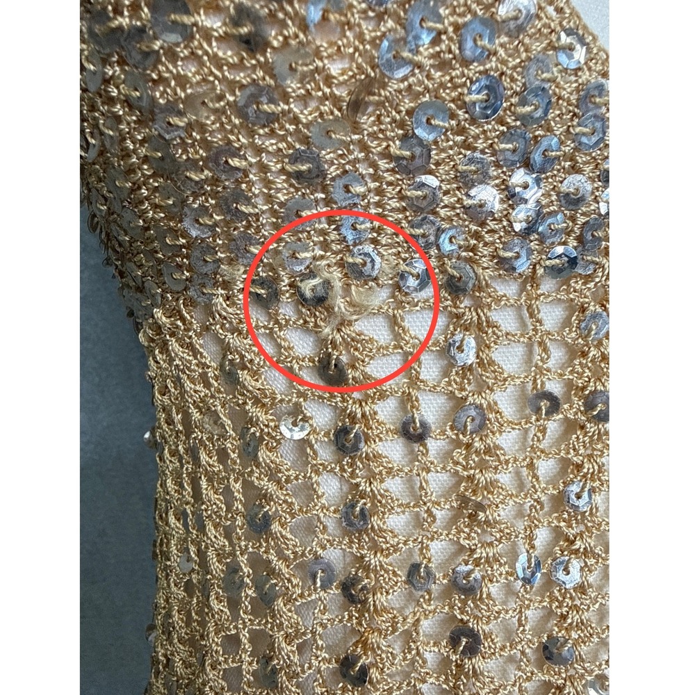 SHE'S Halter Top Women OS Gold Sequin Crochet Knit Festival Boho Mermaidcore Y2K - Picture 5 of 9